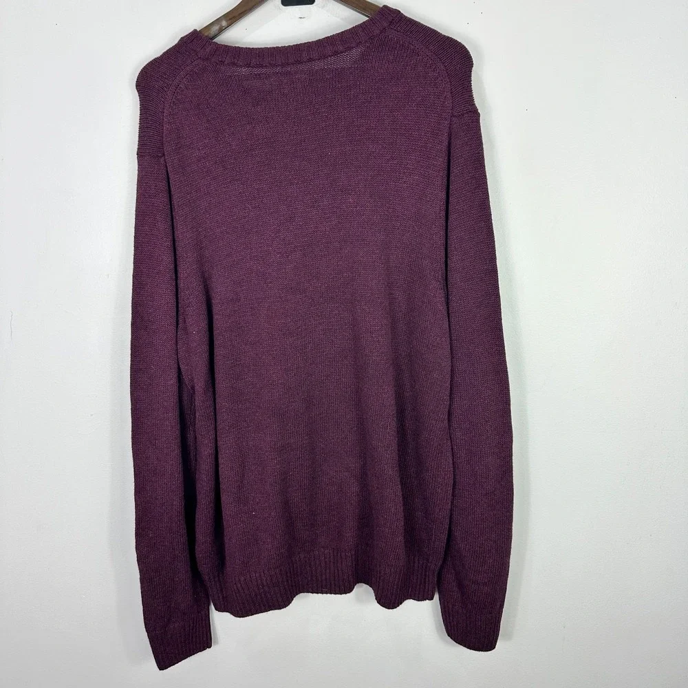 Croft & Barrow Mens XL Burgundy Knit Grandpa Sweater Minimalist Classic Pullover